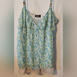 Jordache Spaghetti strap. Blouse in Blue and Green
